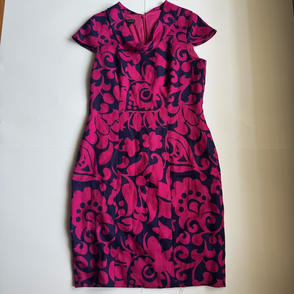 Talbots Vibrant Pink and Navy Midi Dress‎